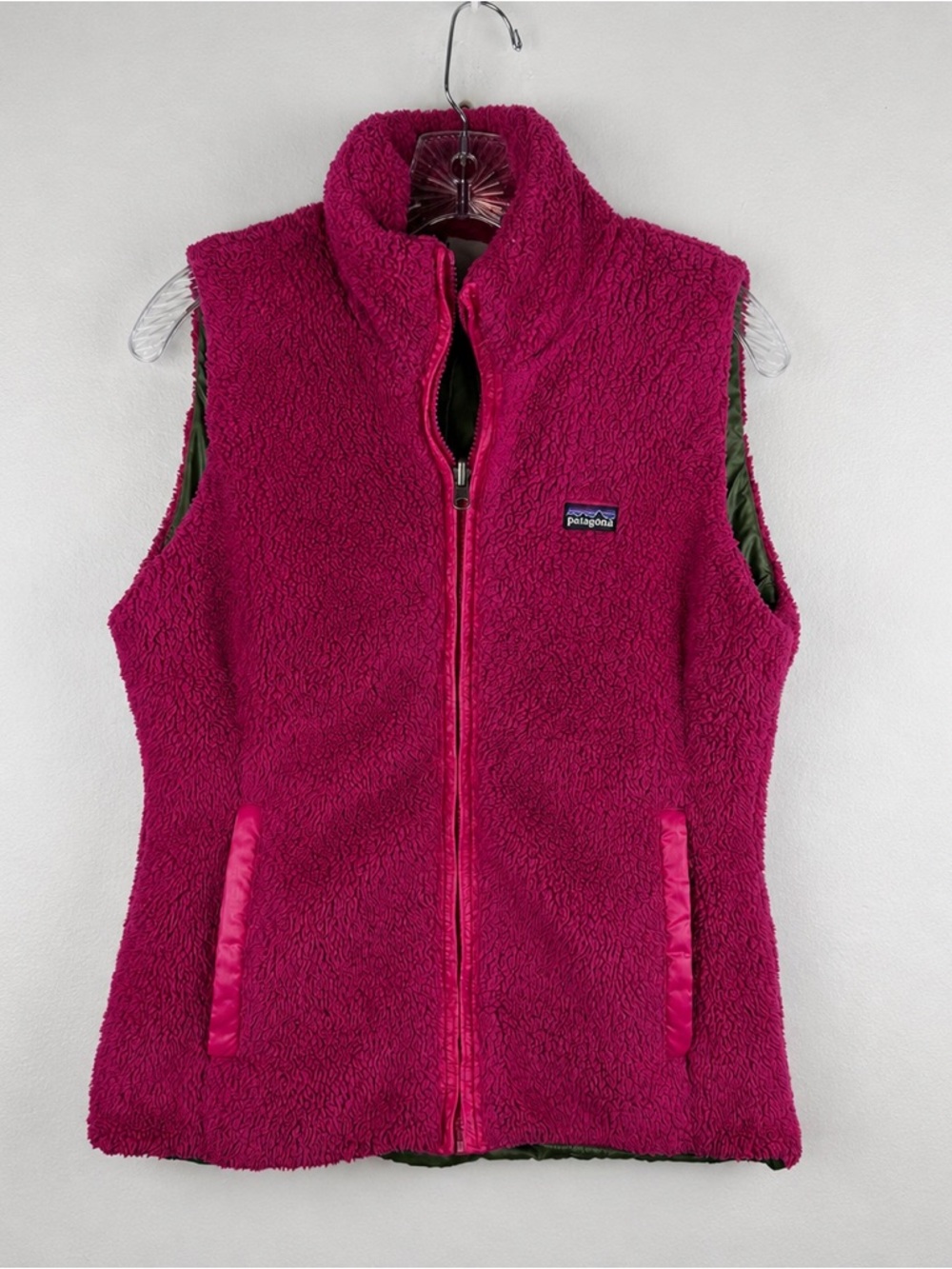 Patagonia Los Gatos Pink Sherpa Fleece Vest Women Small Teddy Zip Outdoor